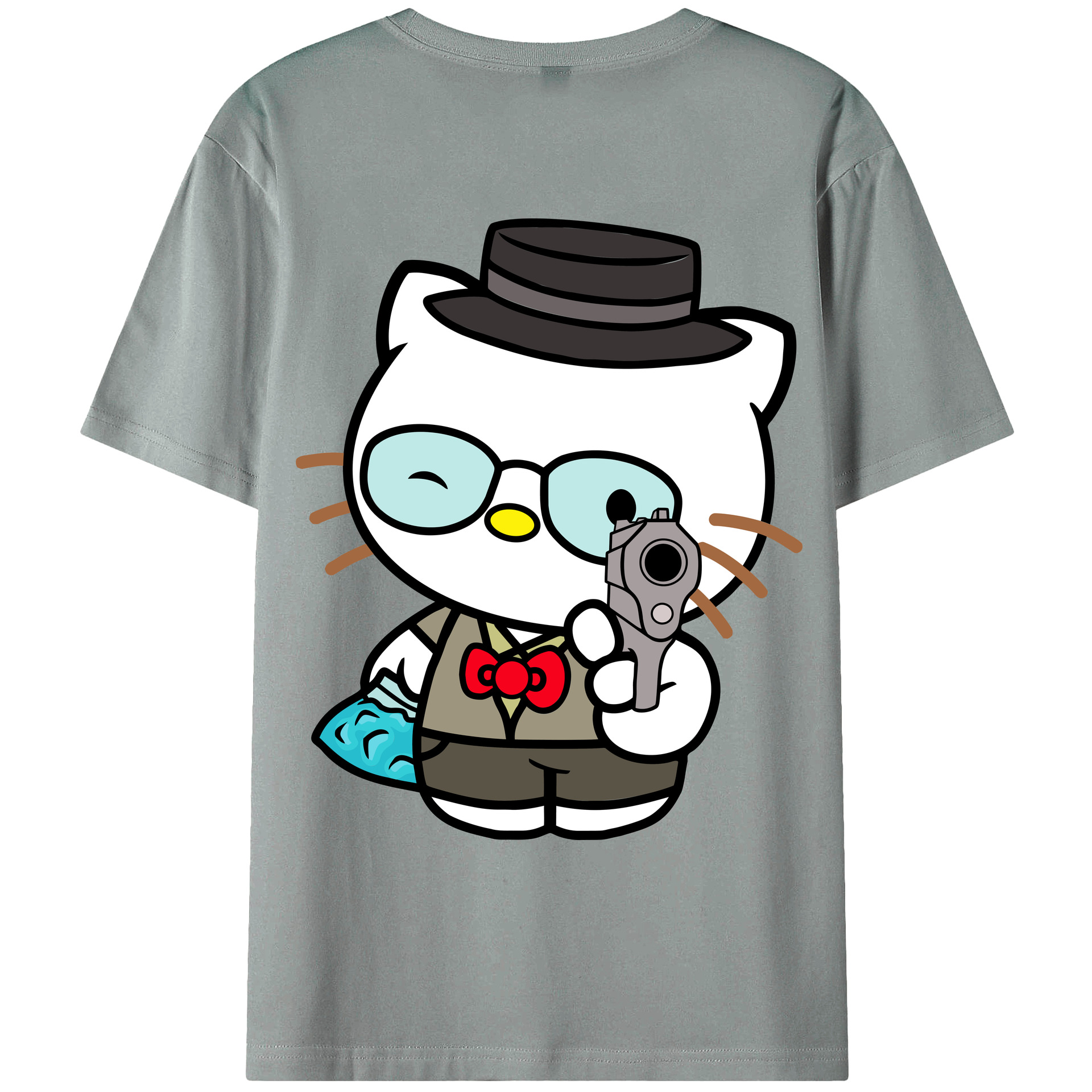 （画像用） Hello Kitty ハローキティ 綿100％ メンズ半袖Tシャツ（バックプリント） 通気性